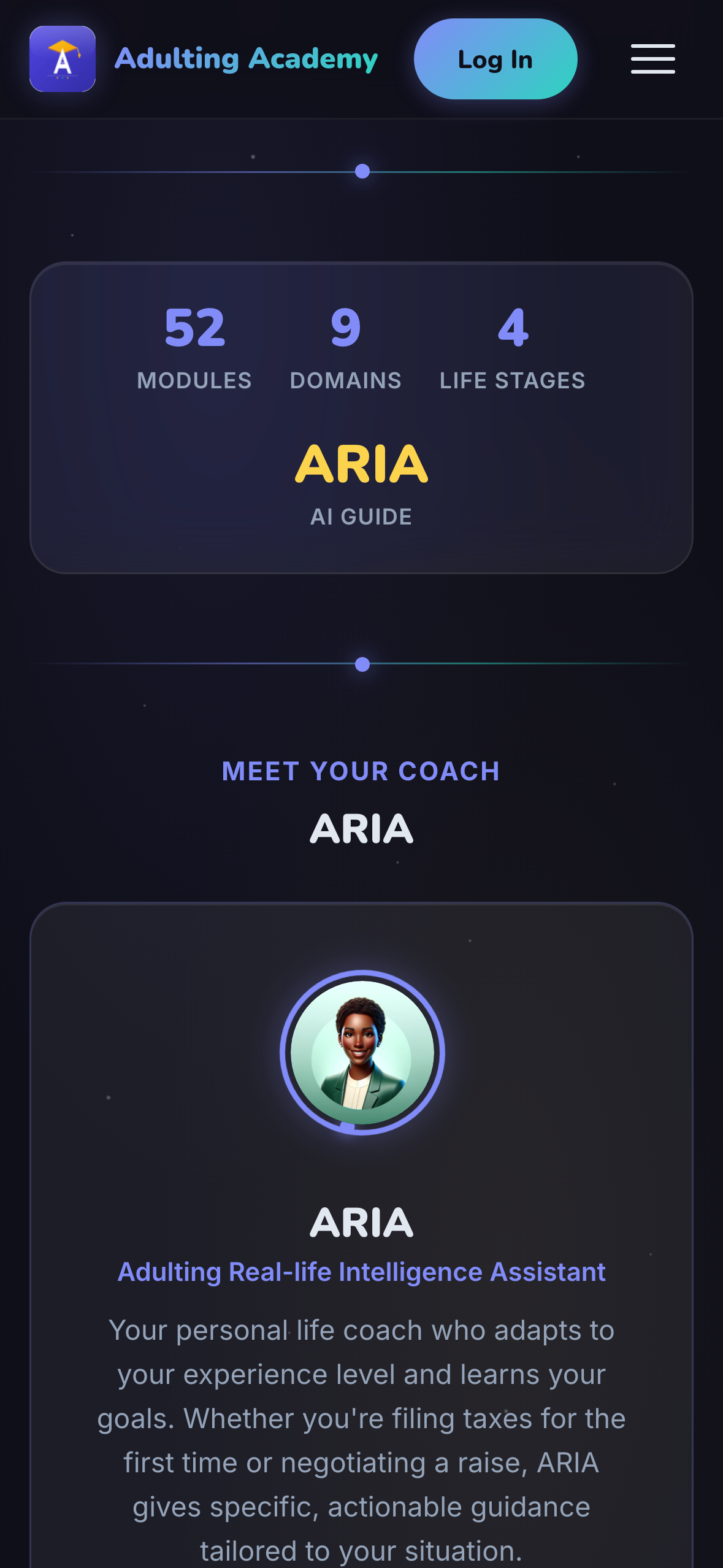 Adulting Academy life stage selection