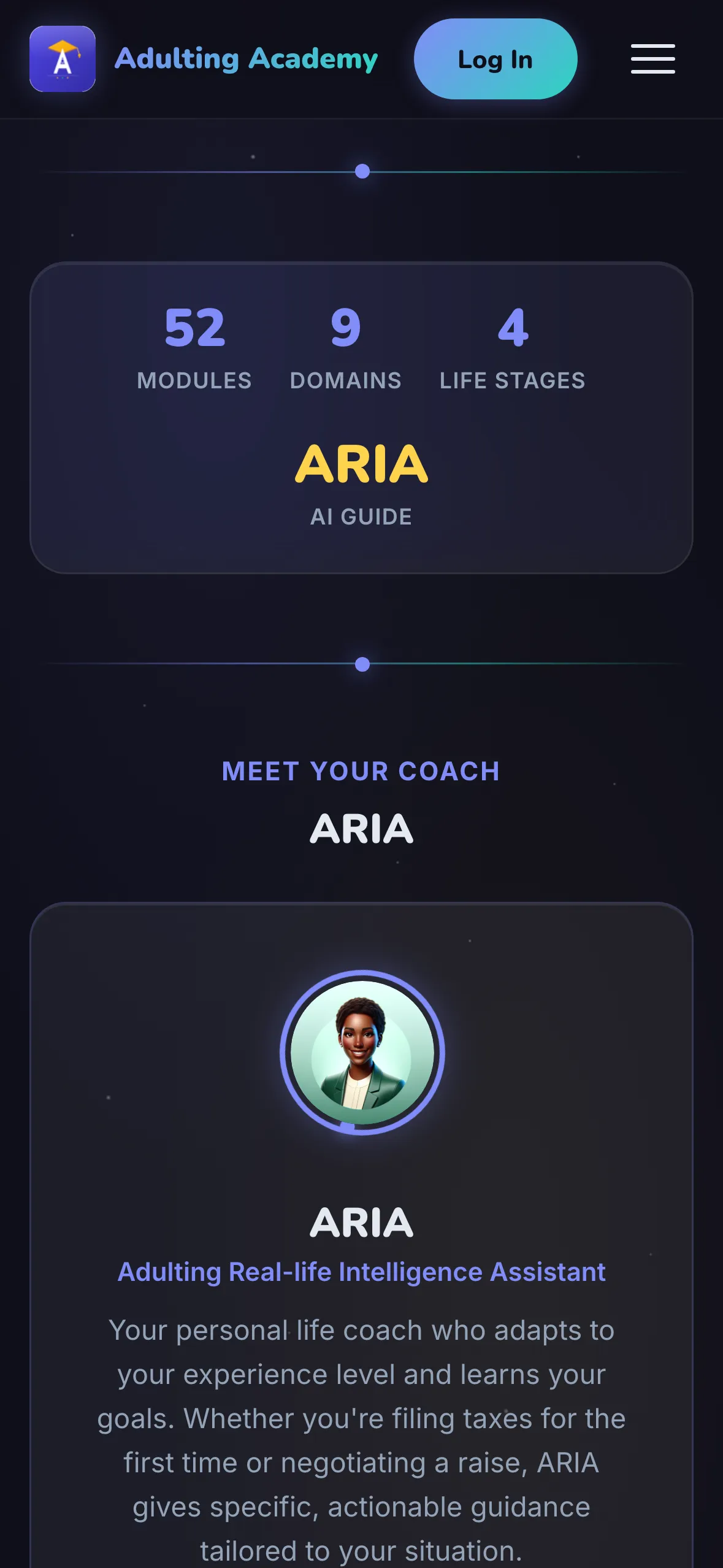 Adulting Academy life stage selection