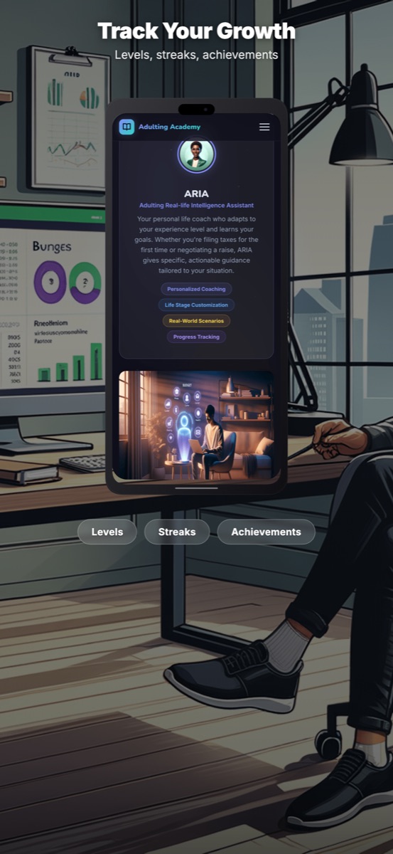 Adulting Academy domains overview