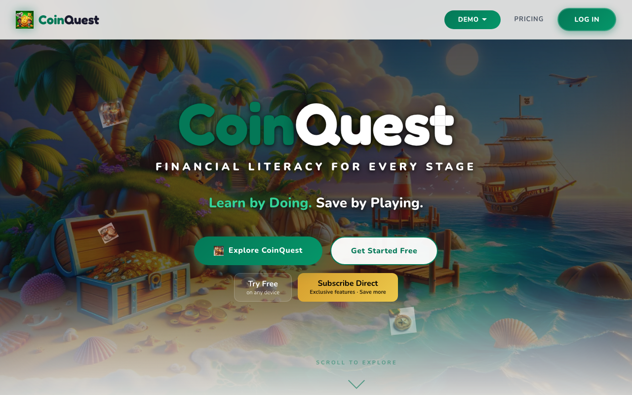 CoinQuest hero — Financial Literacy for Every Stage