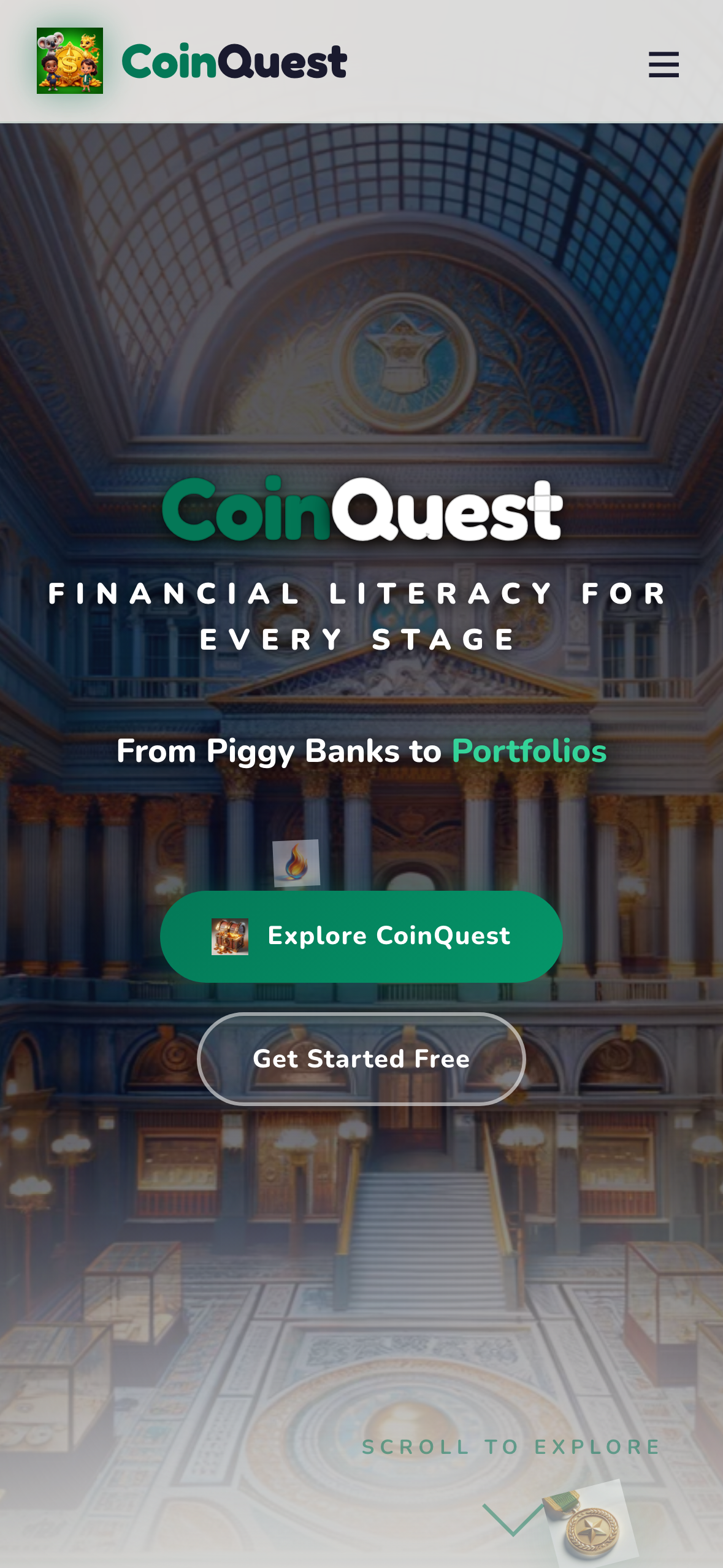 CoinQuest welcome screen