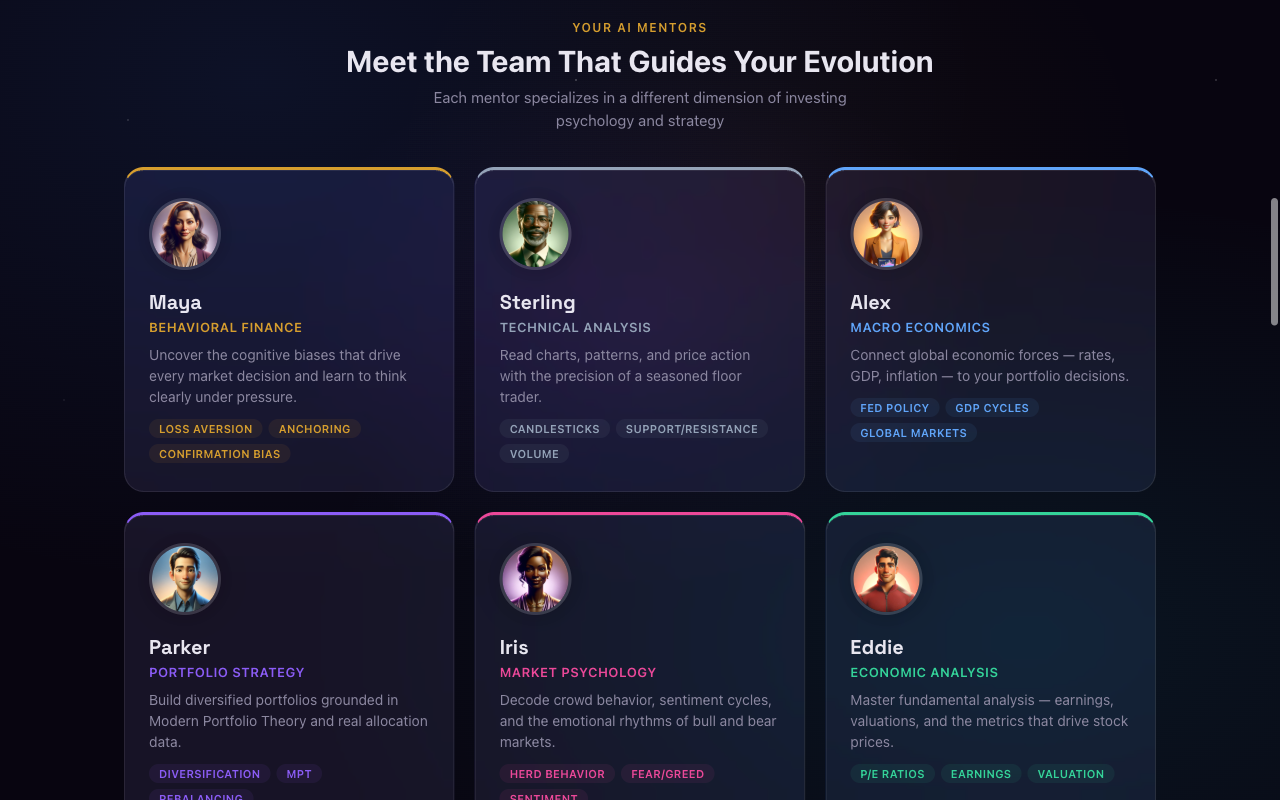 MarketSapien 7 AI Mentors grid