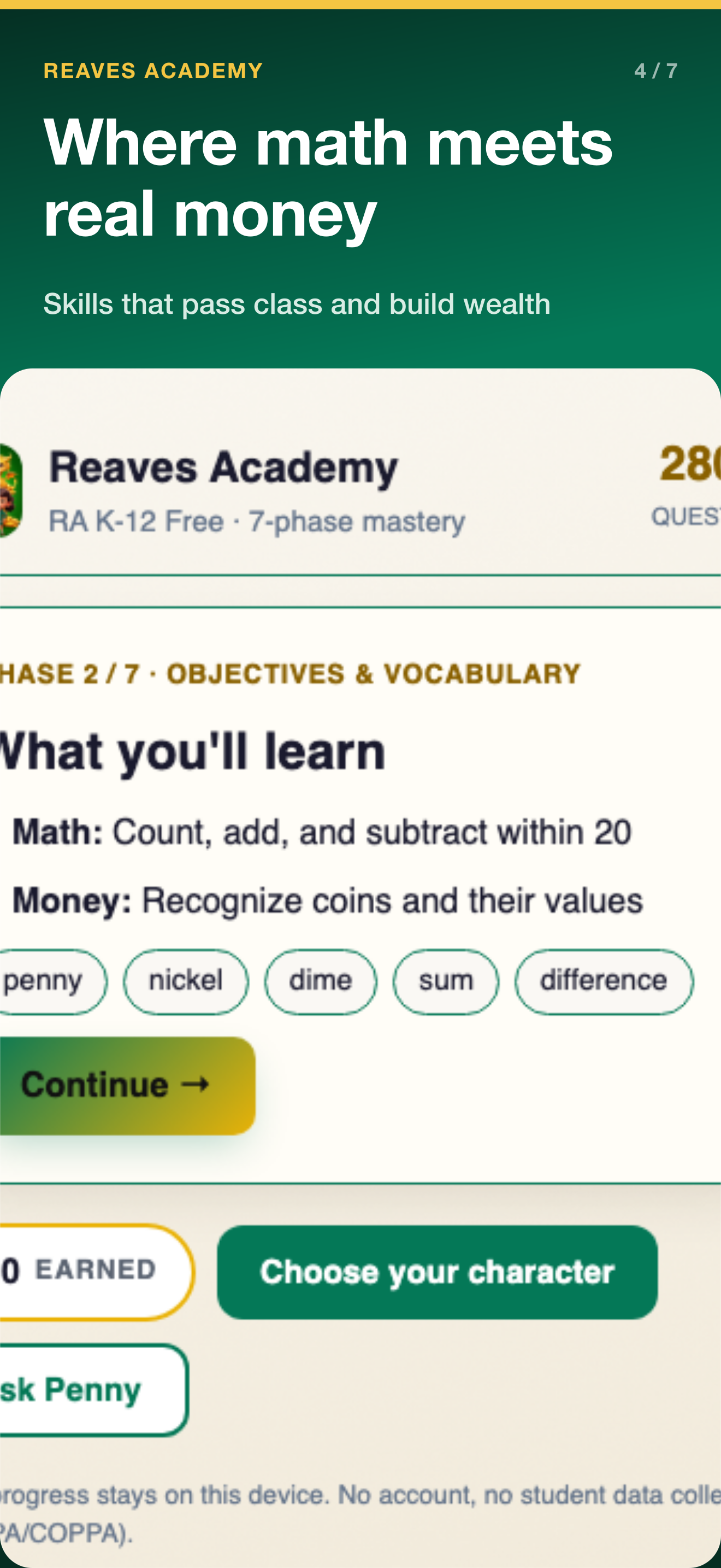 Reaves Academy screen 4 of 7