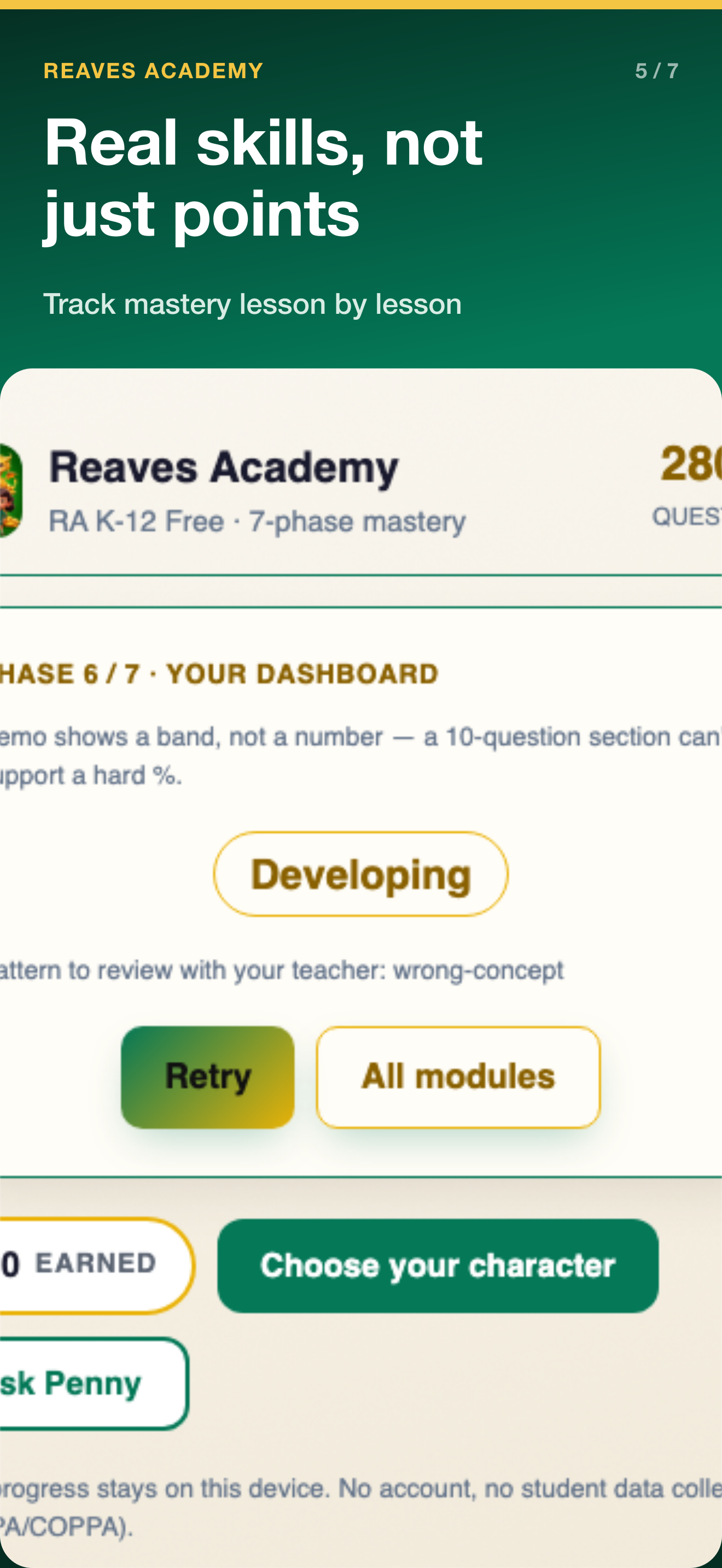 Reaves Academy screen 5 of 7